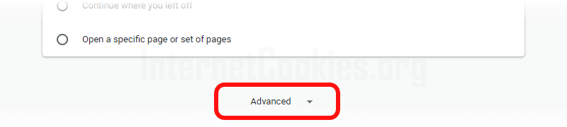 Chrome advanced settings item