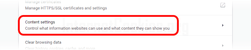 Chrome content settings item