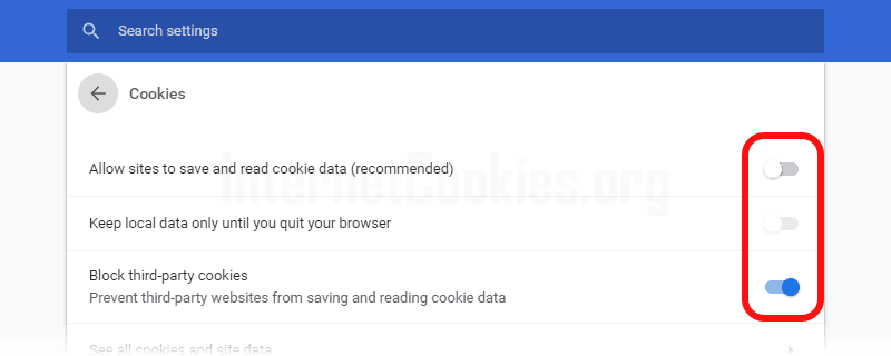 Chrome disable cookies