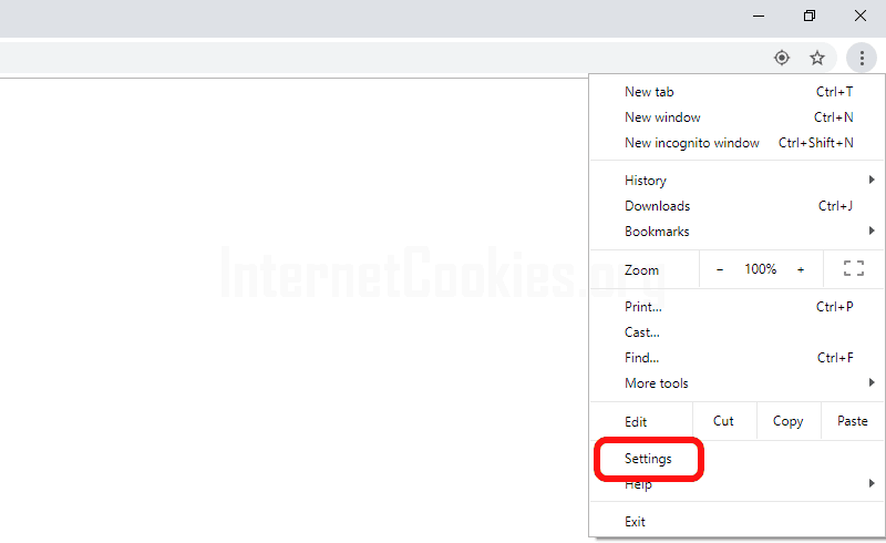 Chrome settings drop down
